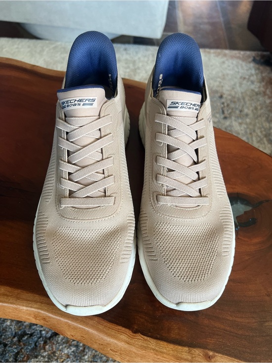 Skechers Other - Skechers Men's Beige Knit Athletic Slip-On Sneakers with Navy Lining